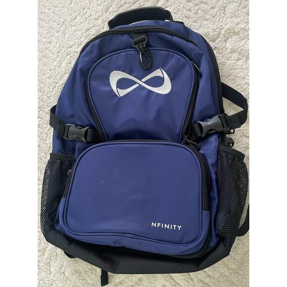 Nfinity Classic Cheerleading Backpack Royal Blue White Logo Cheer Sports Laptop